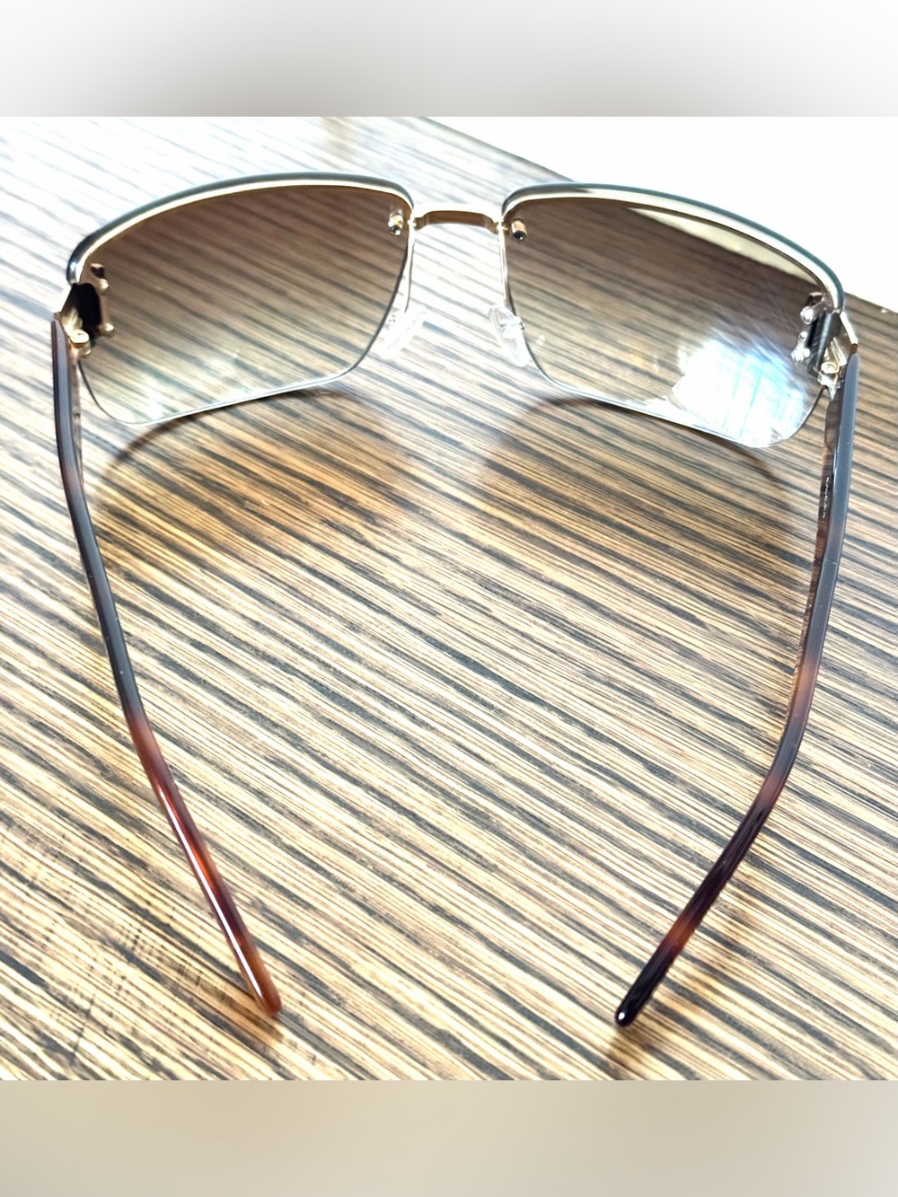 GUCCI GG 1798/S Rimless Sunglasses Tortoise Gold Brown Y2K + Cloth & Case - Picture 9 of 10